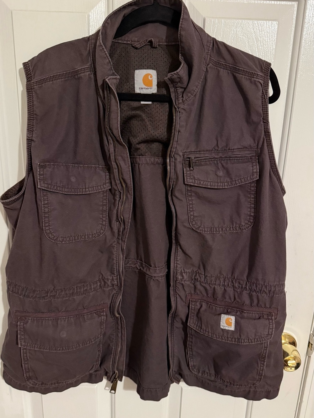 Carhartt Brown Work Vest with Multiple Front Pockets